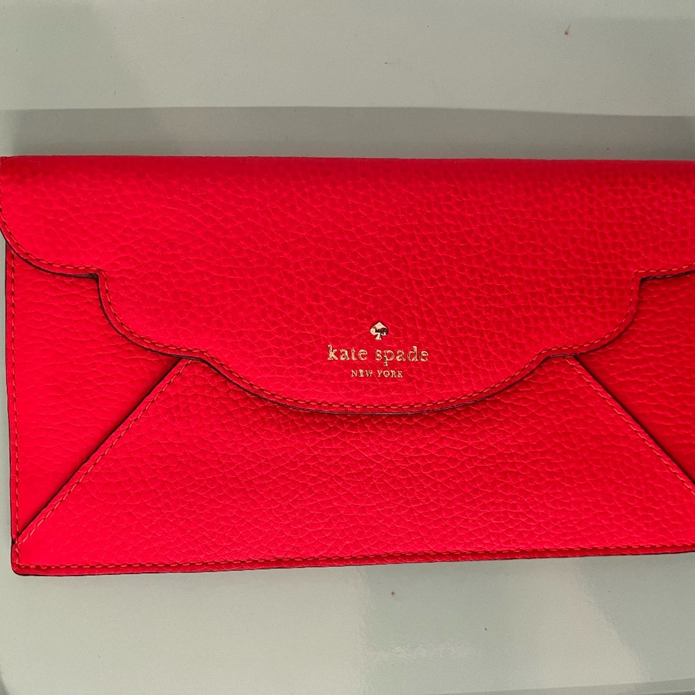 Bright red/orange kate spade wallet